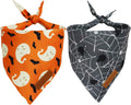 Realeaf Halloween Dog Bandanas 2 Pack, Spider Web Ghosts Bibs, Triangle Reversible Fall Pet Scarf, Premium Durable Fabric, Adjustable Fit (Halloween, Large)