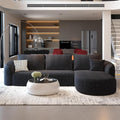 111" Modular Sectional Couches Luxury Modern Curved Back Sofa,Minimalist Comfy L-Shape Boneless Cloud Couch for Living Room Apartment,(Right Facing Chaise,Black)