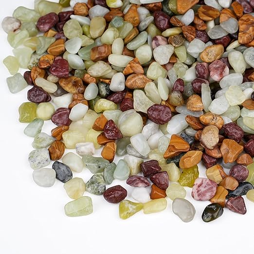 Pulovin 5 lbs Pebbles for Indoor Plants, Succulent Rocks, 3/8" Polished Pebbles for Bamboo, Vase, Terrarium, Natural Decorative Small River Rocks for Crafts, Cactus, Outdoor Garden Landscaping