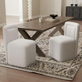 White Upholstered Dining Chairs Set of 2, Armless Modern Linen Dining Chairs with High Back, Kitchen Chair for Dining Room/Restaurant/Living Room