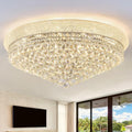 18-Light 32 inch Large Crystal Chandelier Flush Mount Ceiling Light Fixture for Living Room Dining Room Bedroom Foyer Entryway Chrome Finish
