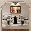 Morden Fort Modern Dining Chairs Set of 6, Boucle Upholstered Kitchen Chairs with Open Back and Black Metal Frame for Dining Room, Kitchen and Reception
