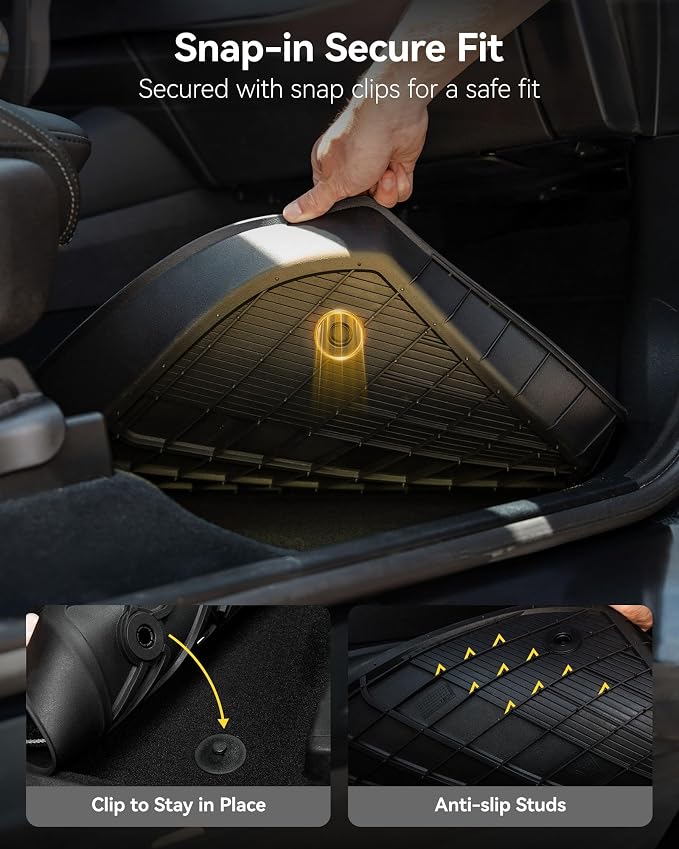 3W Floor Mats Fit 2014-2019 Toyota Highlander (Not for Hybrid), All Weather TPE Custom Fit Car Floor Liners 1st&2nd Row, Black