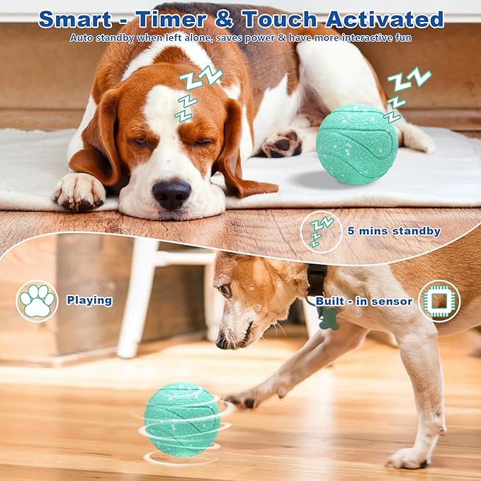 Magicorange Interactive Dog Toys,Automatic Rolling Dog Ball Toys,Dogs Rolling Effect Tennis Balls Herding Balls for Dogs (Lake Blue)