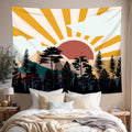 dueeia Boho Sun Tapestry Wall Hanging Abstract Mountain Tree Forest Sunset Sunrise Wall Tapestries for Mens Bedroom Living Room Wall Decor (90.6"x70.9")