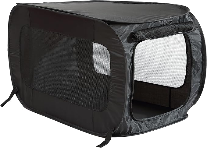 Beatrice Home Fashions Portable, Collapsible, Pop Up Kennel Travel Cat and Dog Crate, 24" L x 16.6" W x 16" H, Black