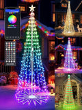 Flacchi 7.8FT Smart Christmas Tree Lights - Star Tree Topper with Removable Bracket, App Control, Sync with Music, Waterfall Colored Lights for Indoor Outdoor Xmas Decorations (7.8FT/ String Lights)