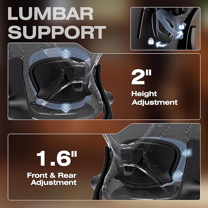 ELABEST X100 Ergonomic Office Chair with Footrest, Big and Tall Home Desk Chair with 5D Flip-Up Arms, Adjustable 3D Lumbar Support,High Back Rolling Computer Chair, Swivel Mesh Chairs (Library Oak)