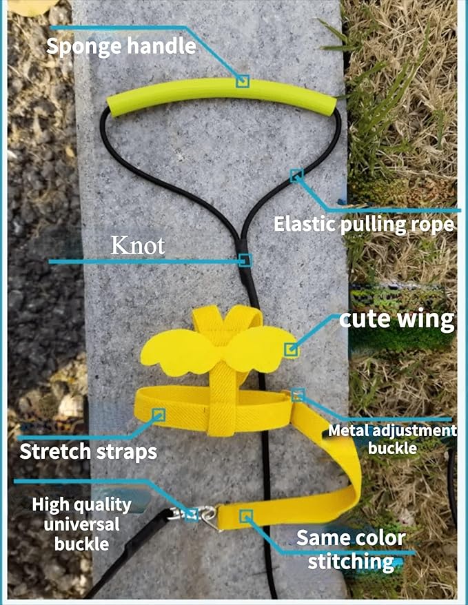 Adjustable Bird Harness with Elastic Leash, Pet Parrot Harness and Leash, Adjustable Training Design Anti-Bite, Bird Nylon Rope with Cute Wing for Conure (Light Blue,S)