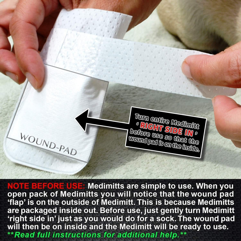 Medimitt Paw Bandages for Dogs, Cats and Pets – Stretchy Medical Booties, First Aid for Paws – Non Slip, Non Adhesive, Breathable, Disposable, Washable, Adjustable Strap, Value Pack (Small 20-Pack)