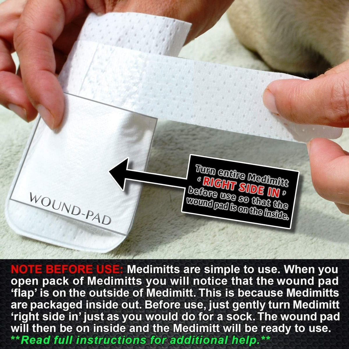 Medimitt Paw Bandages for Dogs, Cats and Pets – Stretchy Medical Booties, First Aid for Paws – Non Slip, Non Adhesive, Breathable, Disposable, Washable, Adjustable Strap, Value Pack (Small 20-Pack)