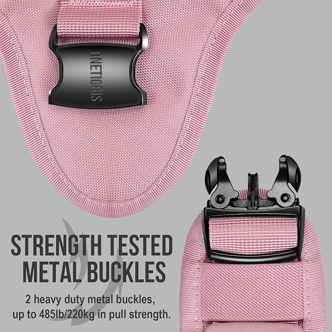 OneTigris Large Tactical Dog Harness, No Pulling Adjustable Dog Vest Harness, Heavy Duty Dog Harness with Handle, Large Hook and Loop Panels for Patch(Pink,S)