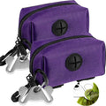 Dog Waste Bag Dispenser Pet Poop Bags Holder for Doggie Waste Bags Dispensers Soft Fabric Zipper Small Doggy Puppy Pouch for Leash Accessory Attachment with Carrier,2PCS Purple