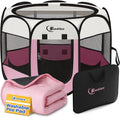 Sieidihit Dog Cat Playpen Tent Crate Cage with Washable Pee Pad, Small Pink | Pet Nursing Enclosure Camping Rest Zone for Recovering Pets New Pet Quarantine Room Portable Pop Up Easy Set up lightweight