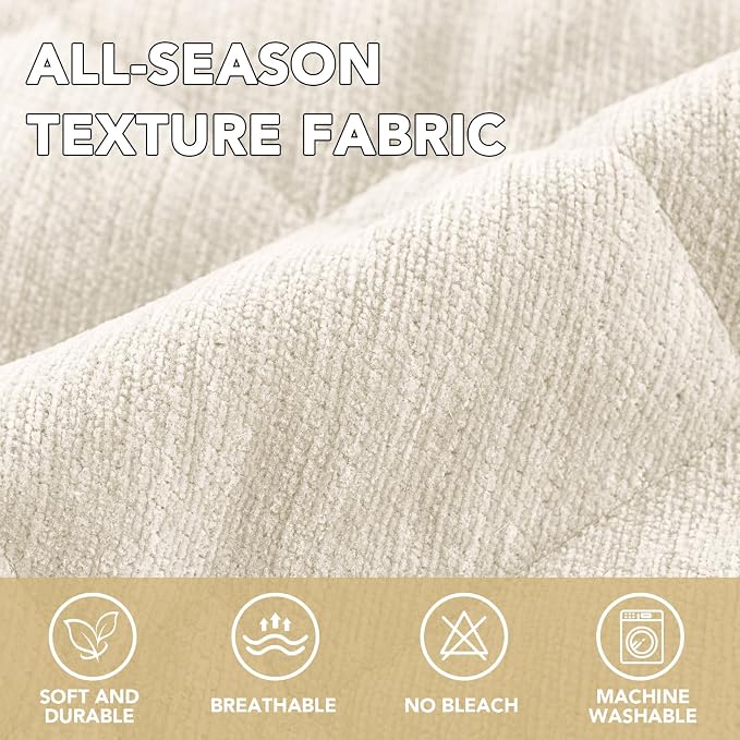 H.VERSAILTEX Chenille Couch Cover for Dogs Washable Soft Fuzzy Extra Large Sofa Slipcovers Sectional Sofa Cover Thick Pet Couch Cover Protector Non-Slip Dog Bed Cover(Ivory, 28" x 134")