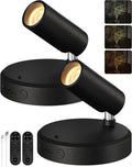 EZVALO Spotlights Indoor with Remote, 5500mAh Rechargeable Picture Lights, Wireless LED Uplighting with Timer＆Dimmable, 3CCT, Display Lights for Plant Painting, Artwork, Accent Lighting (2Pack-Black)