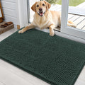 OLANLY Dog Door Mat for Muddy Paws 36x24, Absorbs Moisture and Dirt, Absorbent Non-Slip Washable Doormat, Quick Dry Chenille Mud Mat, Entry Indoor Entryway Carpet for Inside Floor, Blackish Green