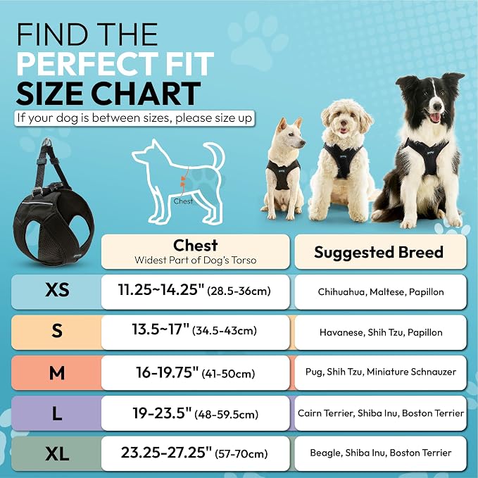 Gooby Escape Free Easy Fit X Step-in Dog Harness, Vegas Black, Large | Patented escape-free, tightens on back-out; Choke-free X-frame + V-neck; Quick-release buckle; Reflective trim
