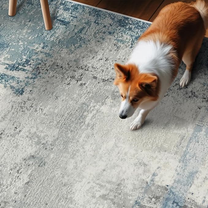 Rug Runners Abstract 2x6 - Washable Hallway Runner Rugs Non Slip Kitchen Carpet Low Pile Soft Indoor Floor Mat Front Door for Bedroom Entryway Laundry 2x6 Blue