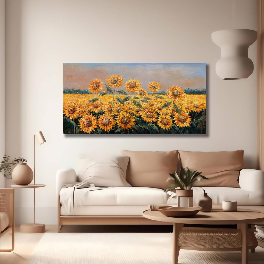 Yuaxker Large Sunflower Wall Decor Yellow Aesthetic Floral Canvas Painting Unique Flower Printed Wall Art Artwork for Living Room Bedroom Dining Room Office Home Decor 30x60inch