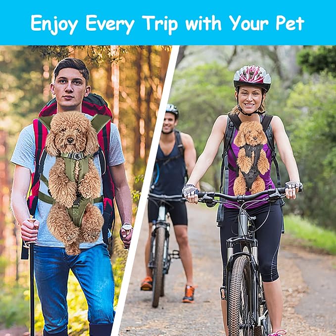 PetBonus Pet Front Dog Carrier Backpacks, Adjustable Pet Backpack, Legs Out Easy-fit Puppy Chest Carrier for Medium Small Dogs, Hands Free for Hiking, Cycling (Army Green, M) | Hands Free, Adjustable, Safety Strap, Walking Hiking Cycling Motorcycle bag...