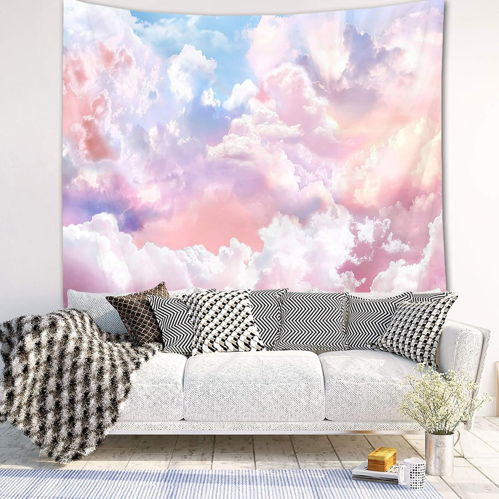 HVEST Pink Cloud Tapestry Colorful Abstract Clouds Natural Landscape Tapestries Wall Hanging for Bedroom Living Room Teen Dorm Indie Decor Poster Blanket,80x60 Inches