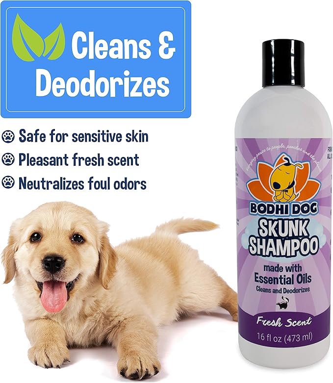 Bodhi Dog Skunk Shampoo | Skunk Smell Odor Remover Cleans & Deodorizes Using Essential Oils for Dogs & Cats | Made in USA | 16oz (473ml)
