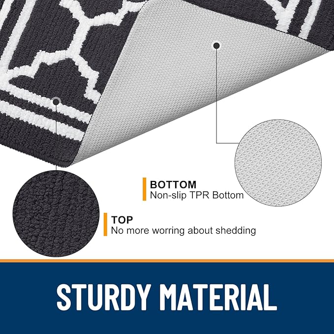Buganda Large Indoor Door Mat, Dirt-Resistant and Absorbent Doormat, Anti-Slip, Low Profile Floor Mats for Inside Entryway, Front, and Back Door Entrance (59x35 Inches, Dark Grey)