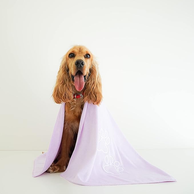 Unconditional Love | Premium Pet Drying Towel | Ultra Absorbent and Soft Microfiber Towel for Dogs and Cats (Lilac)
