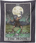The Moon Tarot Card Tapestry - Werewolf - Gothic Halloween Home Decor Wall Hanging (60" x 50")