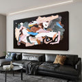 TAIJXAGSG Canvas Art Wall Decor Black Abstract Wall Art For Living Room Modern Canvas Colorful Abstract Wall Art Prints Black Wall Art Pictures For Bedroom Hotel Home Wall Decor 24 X 48 Inch