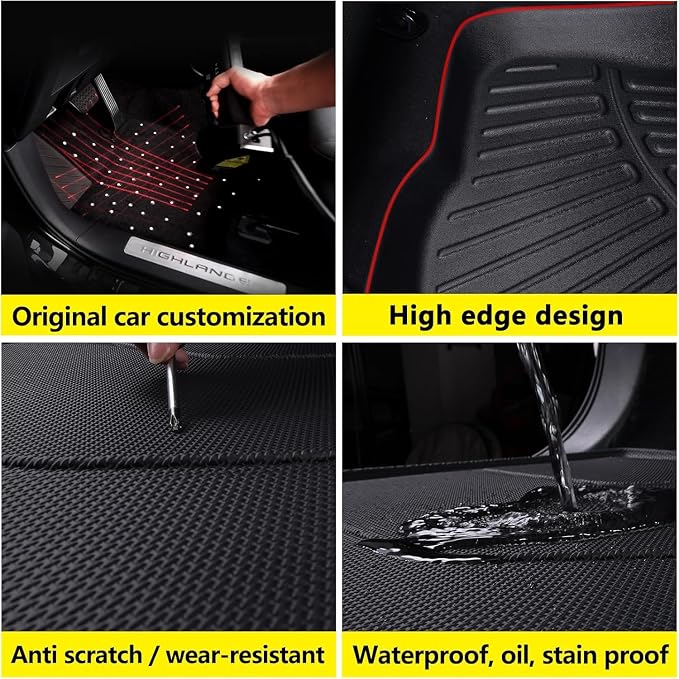 Trunk Mats for 2025 Toyota 4Runner Gas & Backrest Mats（Non Hybrid EV & i-Force MAX） 5-Seat, TPE All-Weather Set Cargo Liners Covering The Backrest，Custom Fit Non Slip-car mats Accessories
