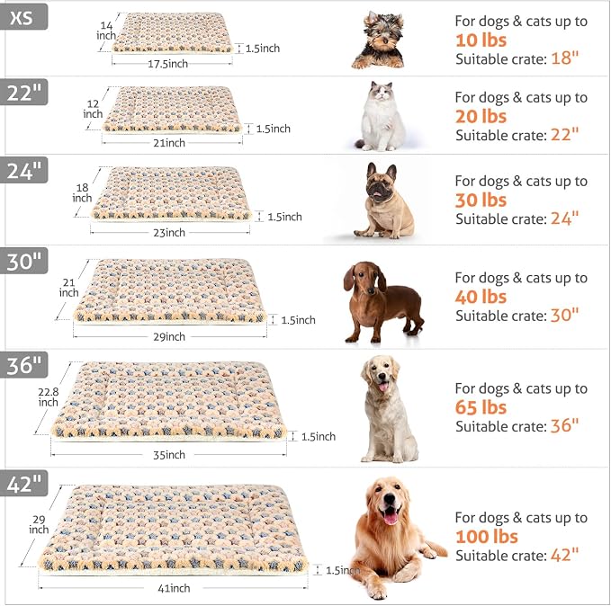 Mora Pets Dog Bed Crate Pad Ultra Soft Pet Mat Star Print 22 Inch Brown | Washable Crate Mat for Large Medium Small Dogs, Reversible Fleece Dog Crate Kennel Mat Flat Cat Bed Liner