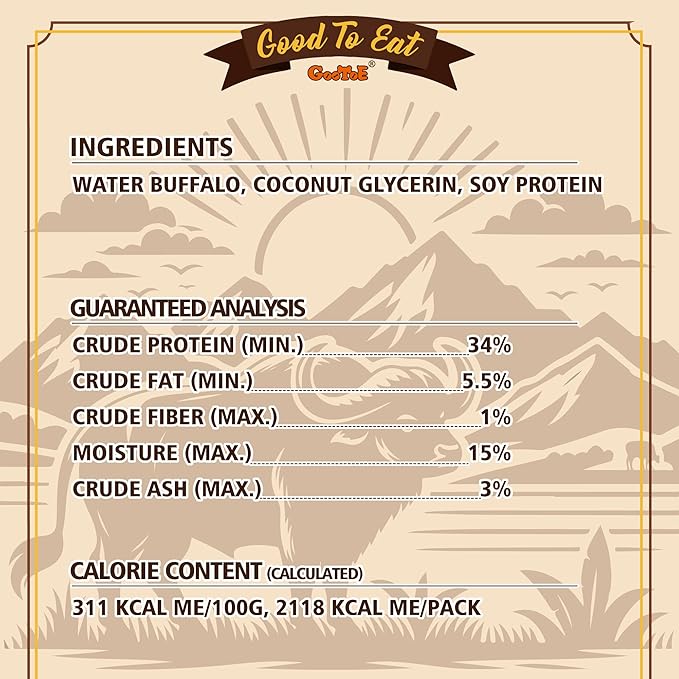 Gootoe Buffalo Dog Treats, Buffalo Bites Bone Shaped 1.5 lb Natural Low-Fat Chews for Training & Rewards, Limited Ingredient, Resealable Bag, Perfect for Small Dogs & Puppies