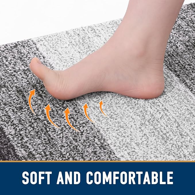 Smiry Dog Door Mat for Muddy Paws, Absorbs Moisture and Dirt, Low-Profile Entryway Mat with Non-Slip Backing, Entry Indoor Outdoor Doormat for Inside Floor (40x32 Inches, Light Grey, Striped)