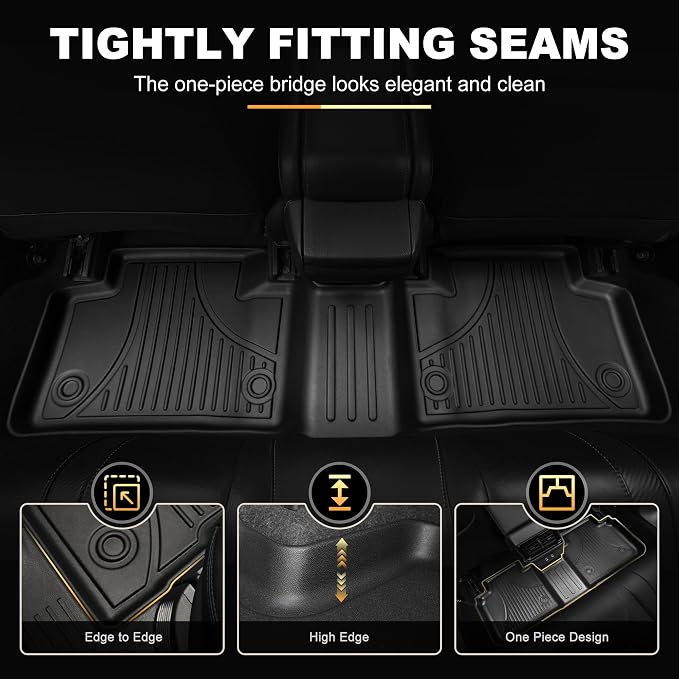 Floor Mats & Cargo Mat for Honda Civic Sedan 2022-2026 (Fits Rear Seats with or Without USB Ports) - All Weather TPE Car Floor Liners, 1st & 2nd Row & Trunk Liner(Not for Hybrid/Hatchback)