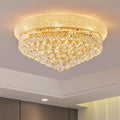 12-Light Crystal Flush Mount Chandelier Ceiling Light Fixture for Living Room Dining Room Bedroom Foyer Entryway Hallway Closet Bathroom (Gold D24)