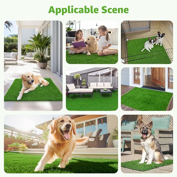 2 Pack Artificial Dog Grass Pee Pad 30.5x30.5, Indoor Puppy Potty Training | Replacement Grass Pad, Easy to Clean, with Drainage, Realistic, Fake Grass Mat, Turf Rug for Apartment, Balcony, Outddor Use