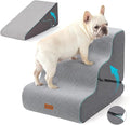 Gardner Pet Dog Stairs for Small Dogs 16.5" H, 2 in 1 Transformable 3-Step Pet Stairs and Dog Ramp for Couch (13-20 in), Grey Adjustable Pet Steps with Zipper