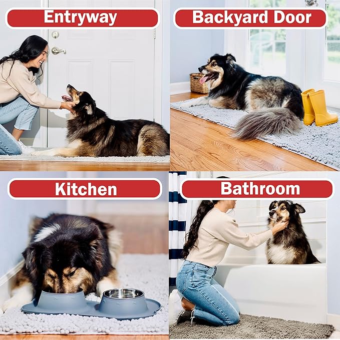 DogBuddy Dog Door Mat for Muddy Paws, Absorbent Microfiber Pet Rug, Waterproof Non-Slip Doormat, Washable Rugs for Dogs, Entryway Indoor Outdoor mat, Dog Supplies (Runner, Shadow/Standard)