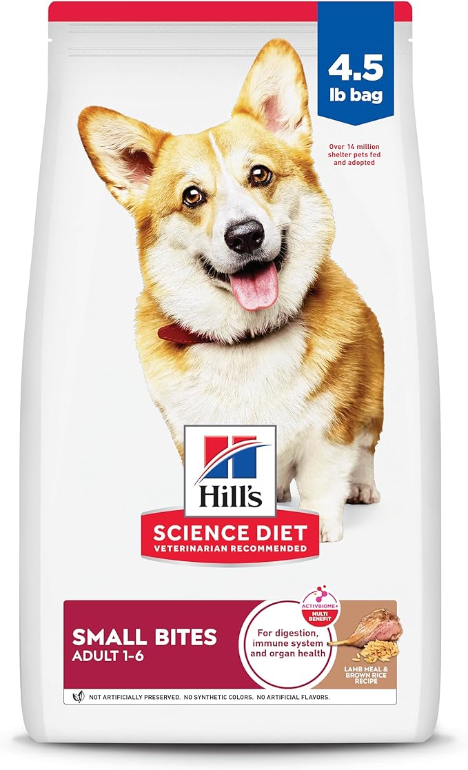Hill's Science Diet Adult 1-6, Adult 1-6 Premium Nutrition, Small Kibble, Dry Dog Food, Lamb & Brown Rice, 4.5 lb Bag