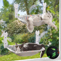 2 Pack Cat Window Perch, Glow in The Dark Foldable Cat Hammock with Sunken Design & Removable Soft Cover, Breathable Cordless Window Bed for Resting Indoor Kitten (Shallow Perch, 2 Pack - M)