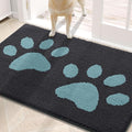 Buganda Dog Door Mat for Muddy Paws, Absorbent Dirt Trapper Washable Indoor Doormats, Non Slip Low-Profile Mud Mat for Dogs, Front Entrance Doormat for Inside Floor (30x20 Inches, Dark Grey and Blue)