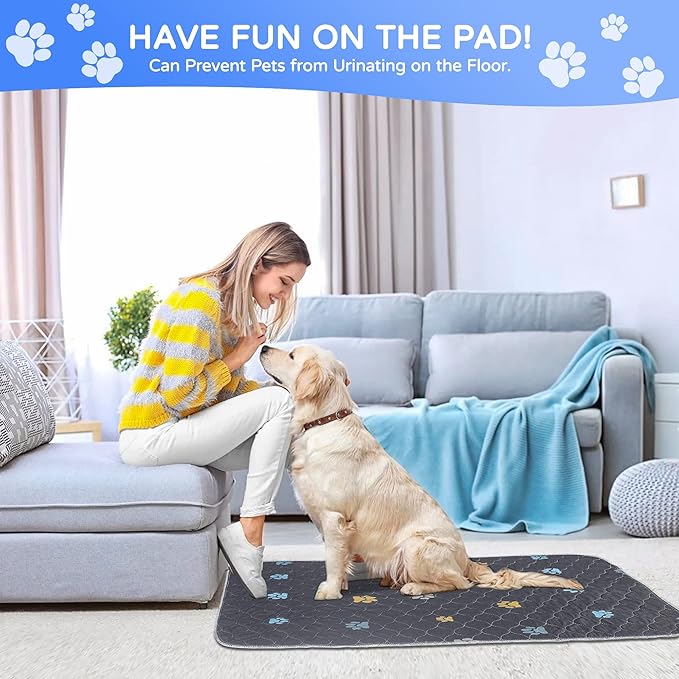 Aitmexcn Washable Dog Pee Pad, 2PCS 100% Waterproof Whelping Training Mat for Puppy/Senior, Fast Drying Reusable Pads for Indoor, Outdoor and Car Travel - 36'' x 48''
