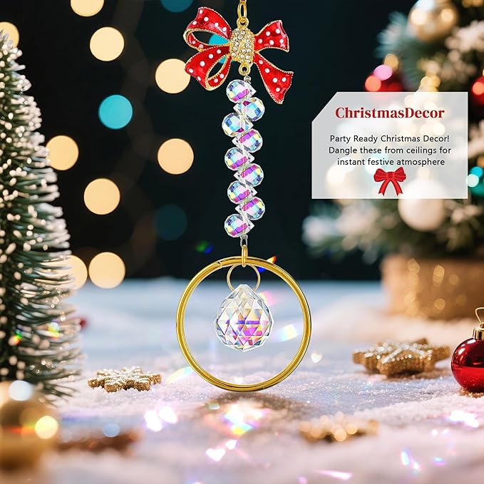 H&D HYALINE & DORA Crystal Suncatcher Rhinestones Bow-Knot Pendant Garden Sun Catcher Crystals Hanging Decor for Windows Christmas Home