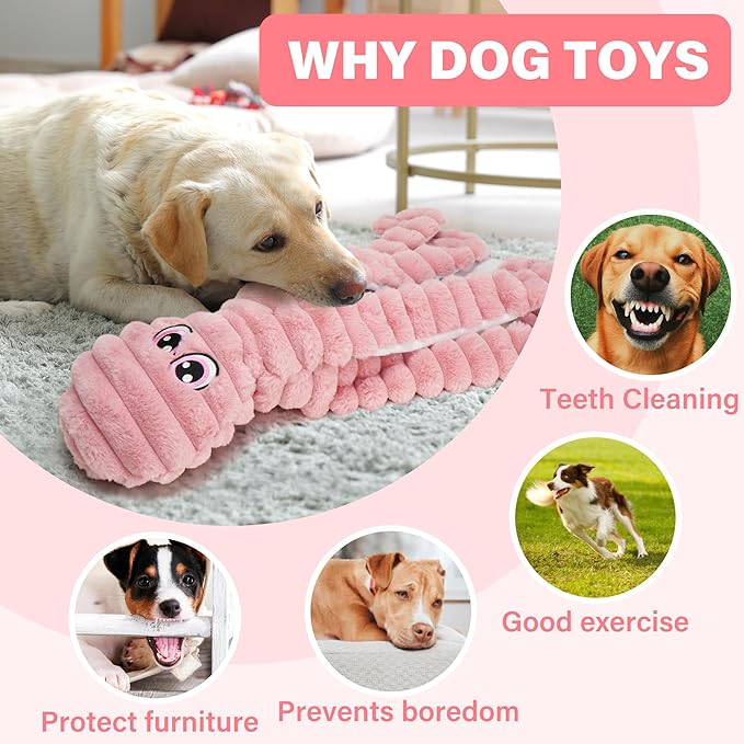 Prime Pets Squeaky Dog Toys for Large Dogs, 27” Extra Large Plush Octopus Dog Toy to Keep Them Busy, Interactive Chew Toy for Small Medium Large Dogs, Tug of War Pet Toy, Pink