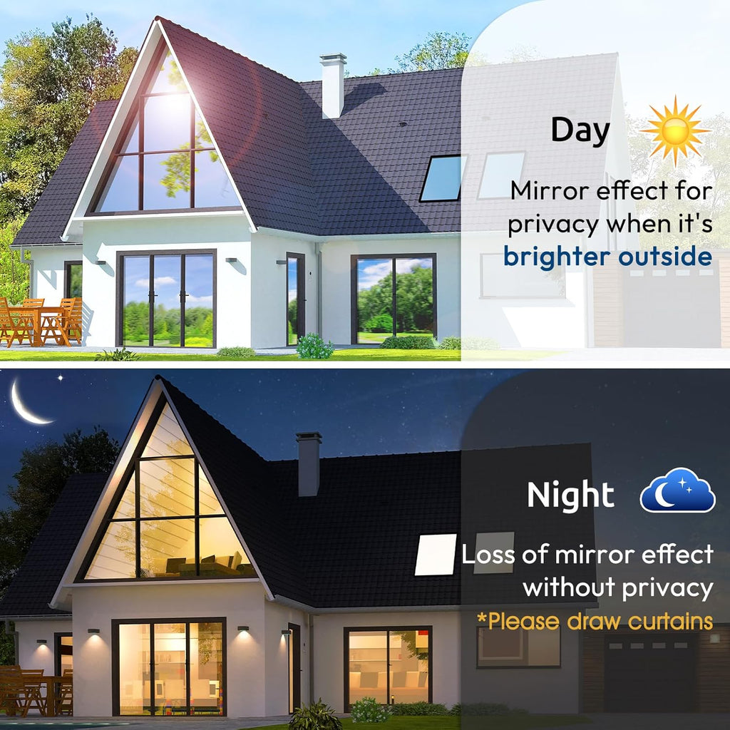 rabbitgoo Window Privacy Film One Way Window Tint for Home, Removable Reflective Heat Sun Blocking Anti UV Glass Door Covering, Mirror Tinting Film House Office, 35.4 in X 32.8 Feet, Silver