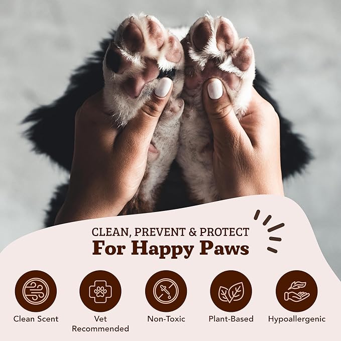 Natural Dog Paw Wipes -50 Ct- Organic, Vegan Pet Paw Wipes for Dogs, Eco-Friendly Dog Paw Wipes for Dogs, Ideal for Removing Dirt, Allergens & Moisturizes Dry Cracked Paws, Coconut Oil & Cocoa Butter