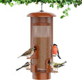Metal Squirrel Proof Bird Feeder,Bird Feeders for Outdoors,Weight Activated Squirrel Proof Wild Bird Feeders with Finch Cardinal Chickadee,Large Capacity,Weatherproof and Durable,Reddish Brown