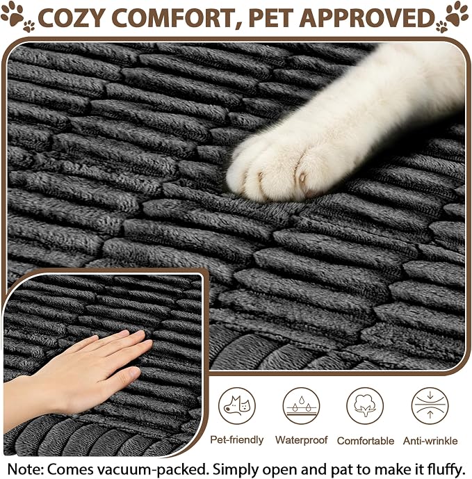 FUANGUI Waterproof Couch Cover Sofa Cover for Dogs and Pets Sofa Protector | Non-Slip Washable Fuzzy Soft Cat Bed Sofa Slipcover for 2-3 Cushion Couch Sofa Pet Friendly, Dark Grey, 27.6" x 82.7", 1 pcs